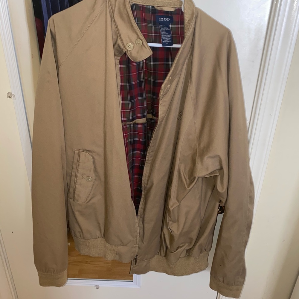 izod flannel lined khaki jacket